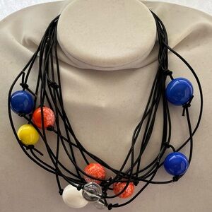 Designer Leather Multi-layer/Multi-strand Multi-color necklace ace.